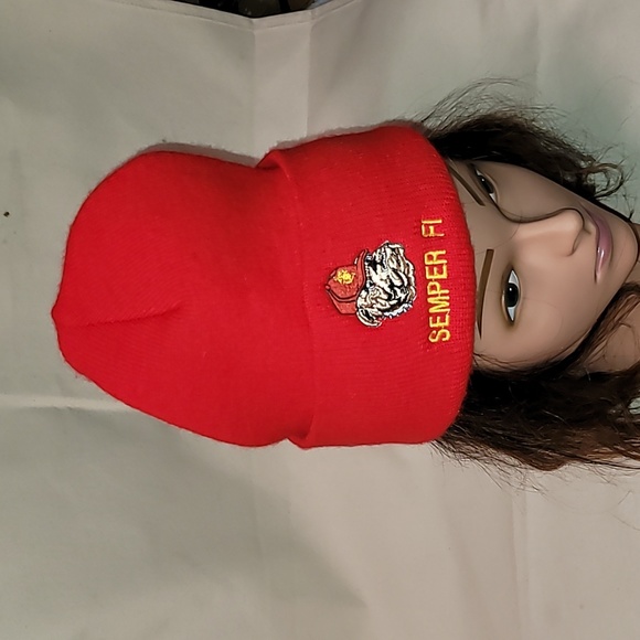Marine Core. Semper Fi. "Always faithful". Beanie. Like-new. Championship Red. - Picture 1 of 9
